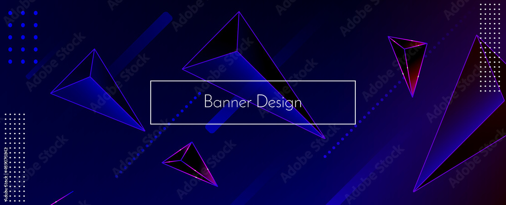 Modern stylish abstract blue moving triangular geometric elegant banner pattern background