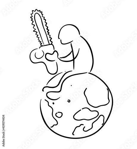 Man with woodcutter cartoon illustration