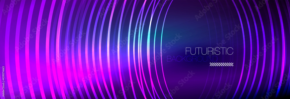 Dark abstract background with glowing neon circles. Trendy layout template for business or technology presentation, internet poster or web brochure cover, wallpaper Dark abstract background with glowing neon circles. Trendy layout template for business or technology presentation, internet poster or web brochure cover, wallpaper