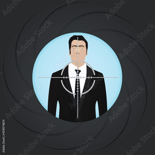 Sniper aiming to man in suit. vector