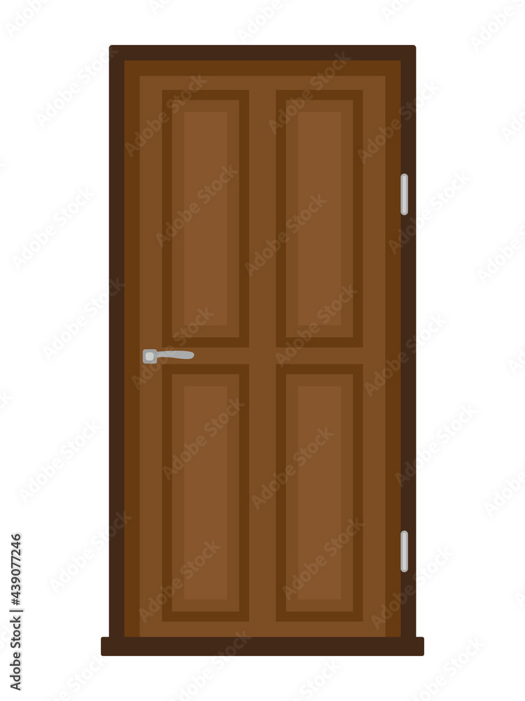 Vector illustration of a modern wooden door on a white background
