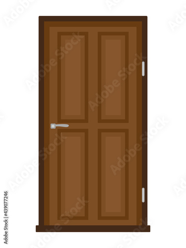 Vector illustration of a modern wooden door on a white background