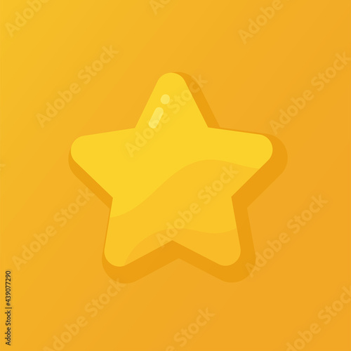 Vector illustration of a shiny gold star on an orange background. Rank, rating or favorite symbol.