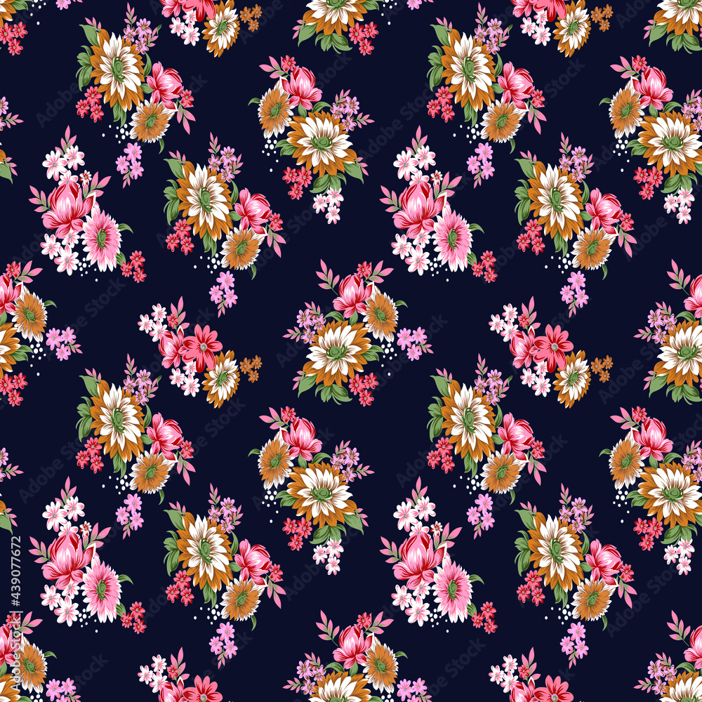 seamless vector flower design pattern on background seamless vector flower design pattern on background