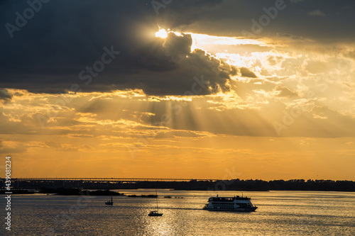 sunset over the river