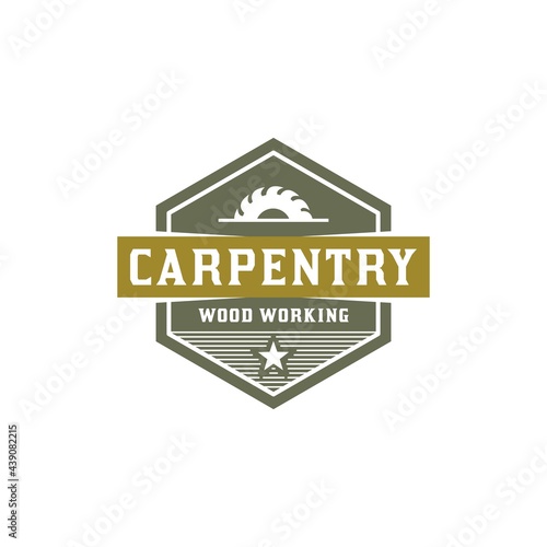carpentry or wood worker logo with an illustration of wood cutter. vector graphic for carpenter logo template.