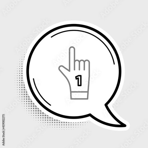 Line Number 1 one fan hand glove with finger raised icon isolated on grey background. Symbol of team support in competitions. Colorful outline concept. Vector