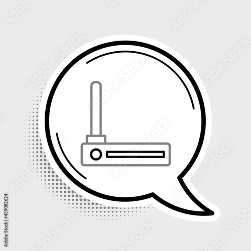 Line Router and wi-fi signal symbol icon isolated on grey background. Wireless ethernet modem router. Computer technology internet. Colorful outline concept. Vector