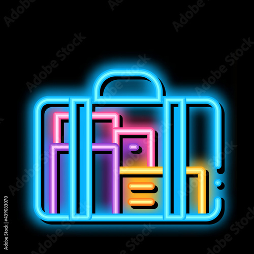 bag for maternity hospital neon light sign vector. Glowing bright icon bag for maternity hospital sign. transparent symbol illustration