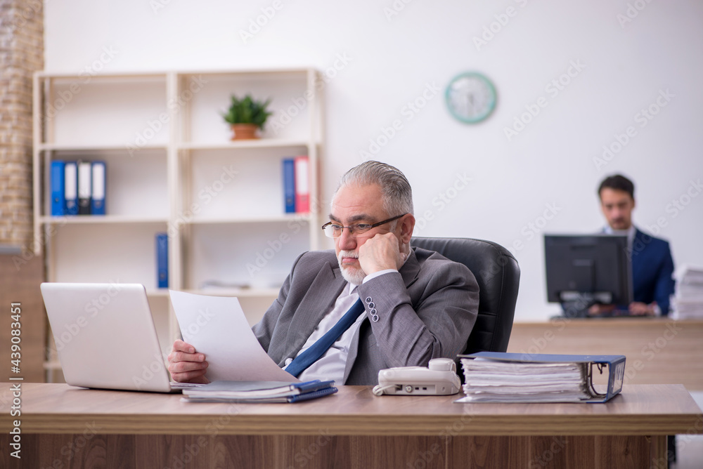 Two male employees working in the office Two male employees working in the office