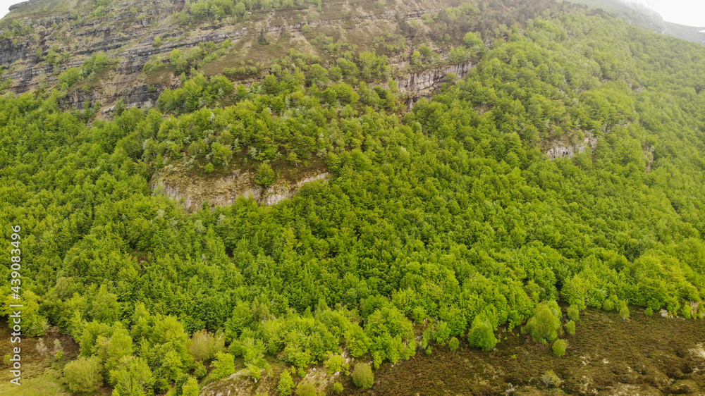 Naklejka premium Pasiega Mountains in the north of Spain from a Drone view