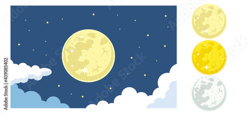 月と空と雲のイラスト素材