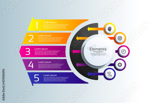 Presentation business infographic elements colorful with 5 step