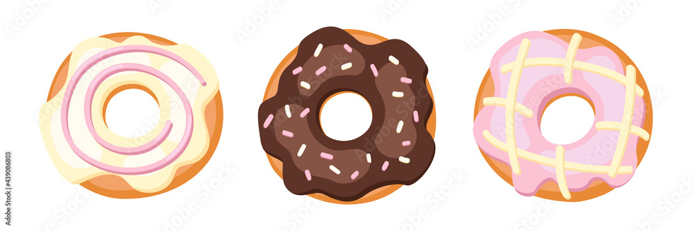 Glazed donuts. Vector illustration isolated on a white background. Glazed donuts. Vector illustration isolated on a white background.