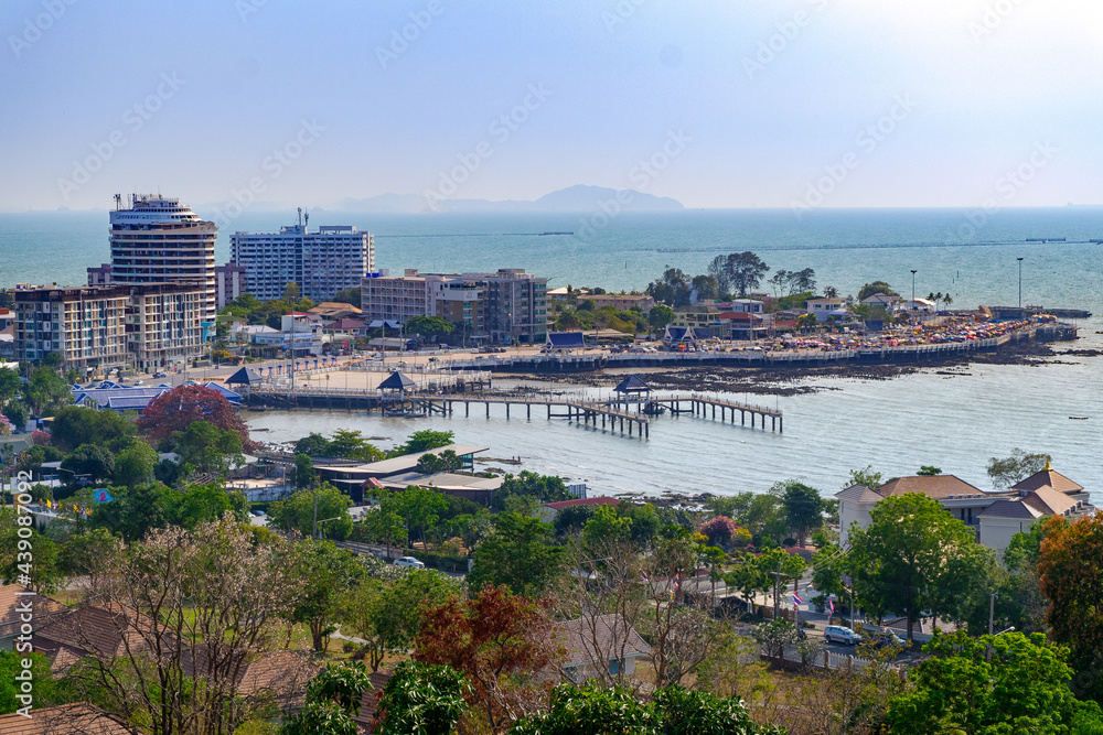 Residential landscape along the coast of Bangsaen, Thailand.