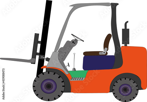 Ilustracja przedstawiająca przemysłowy wózek widłowy.