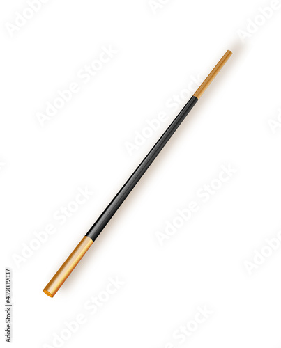 Vector illustration of miracle magical stick with sparkle isolated on transparent background. magic wand suspended in thin air with a drop shadow and clipping path