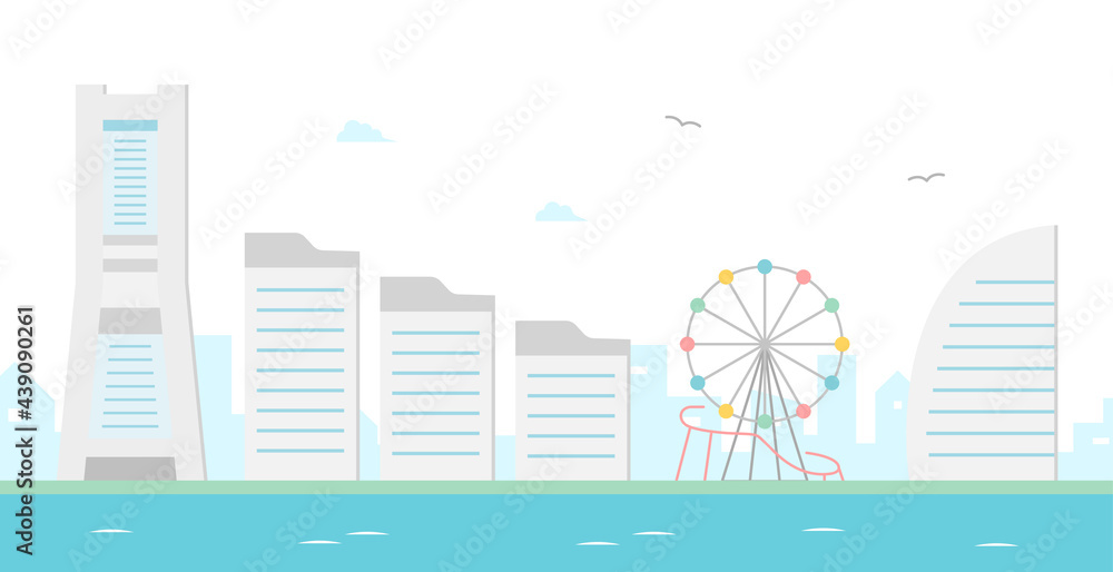横浜みなとみらいの風景のイラスト 背景 街並み 神奈川 シンプル 港 海 ランドマークタワー 観覧車 Vector De Stock Adobe Stock 横浜みなとみらいの風景のイラスト 背景 街並み 神奈川 シンプル 港 海 ランドマークタワー 観覧車 Vector De Stock Adobe Stock