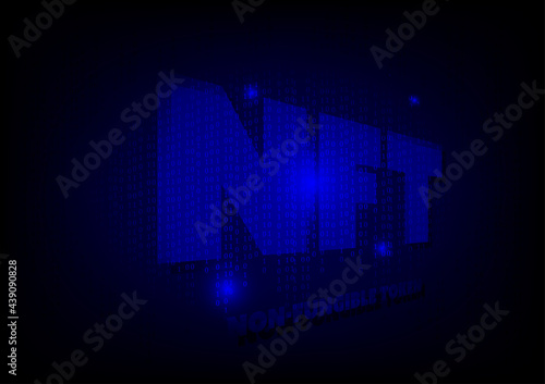NFT non-fungible tokens concept. cryptocurrency, blockchain, unique digital item on dark background. crypto art and digital assets in the future.