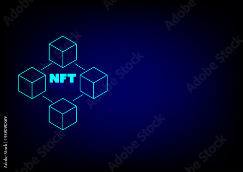 NFT non-fungible tokens concept. cryptocurrency, blockchain, unique digital item on dark background. crypto art and digital assets in the future.