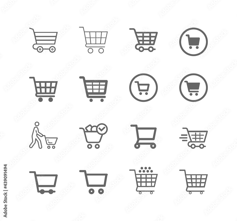 Shopping cart icon vector set. E-commerce Shopping cart icon vector set. E-commerce