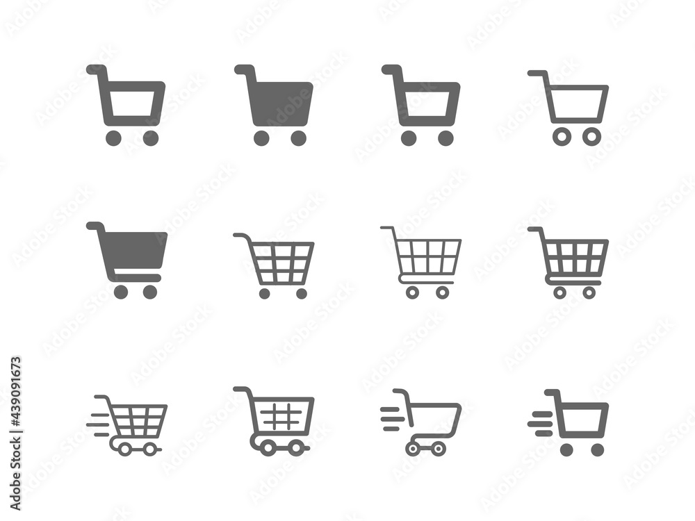 Shopping cart icon vector set. E-commerce Shopping cart icon vector set. E-commerce