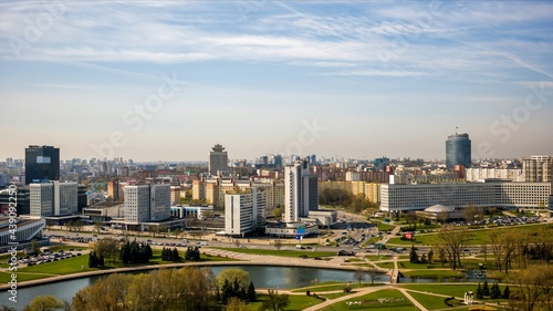 Morning timelapse of the panorama of the capital of Belarus, Minsk.