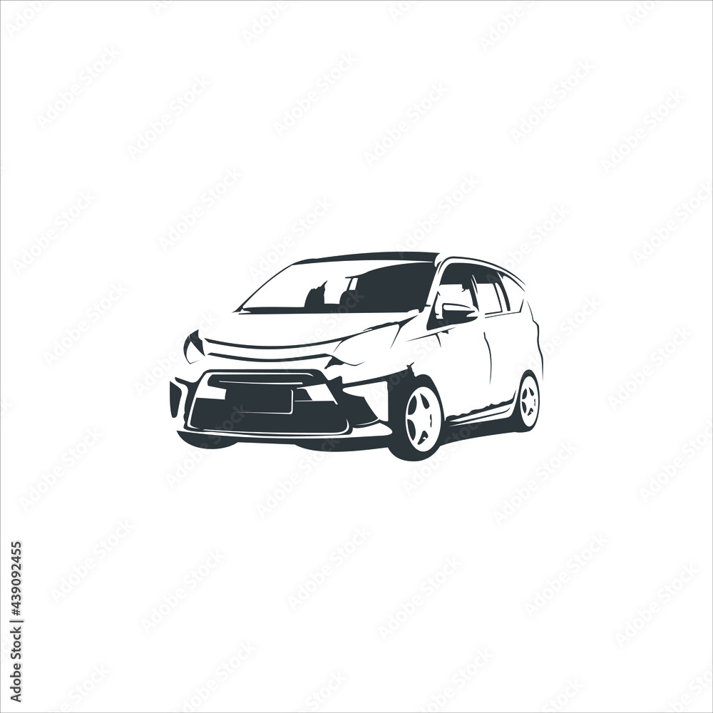 Flat and Fun car vector illustration and Silhouette  in black color, auto sport logo template, icon design inspiration 