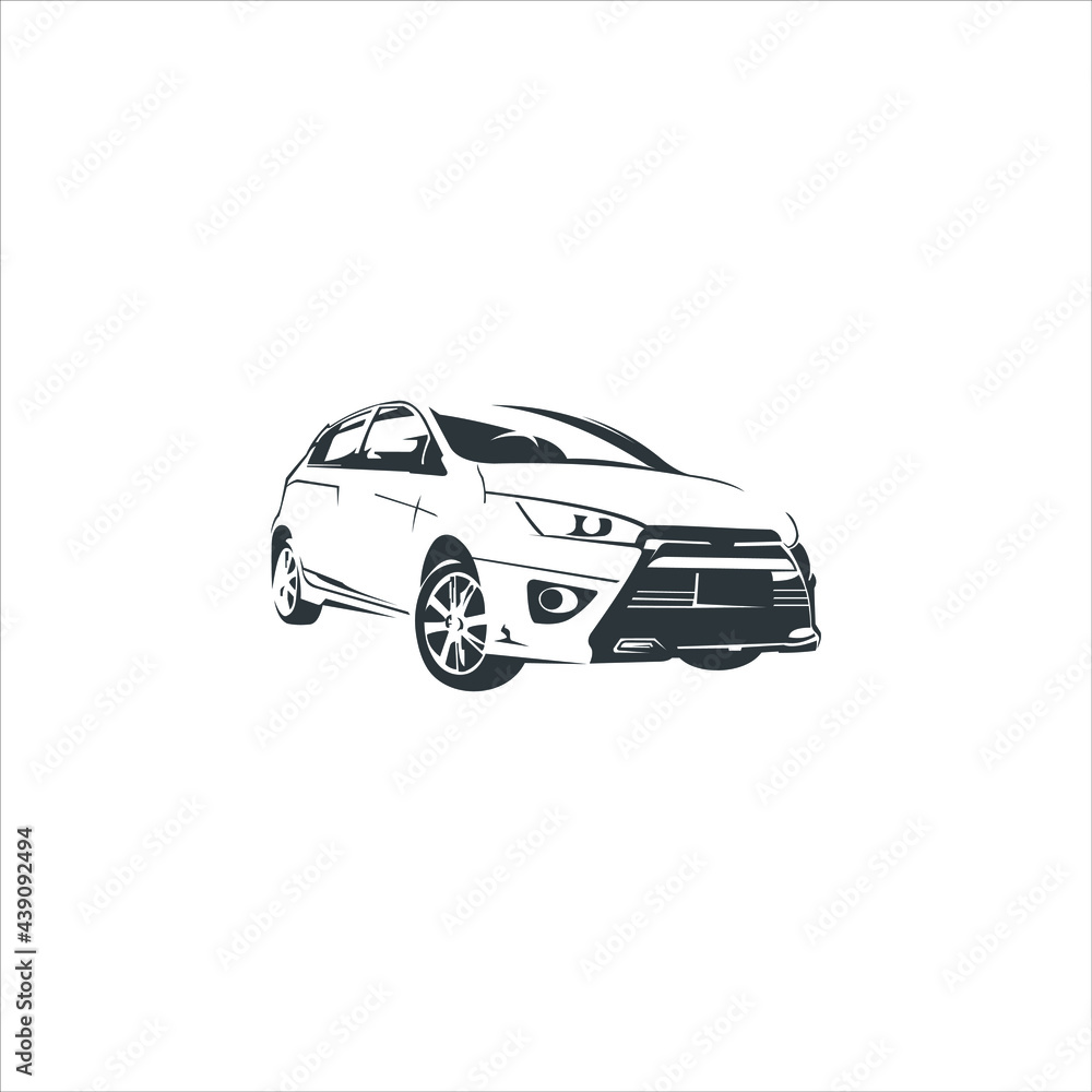 Flat and Fun car vector illustration and Silhouette  in black color, auto sport logo template, icon design inspiration 