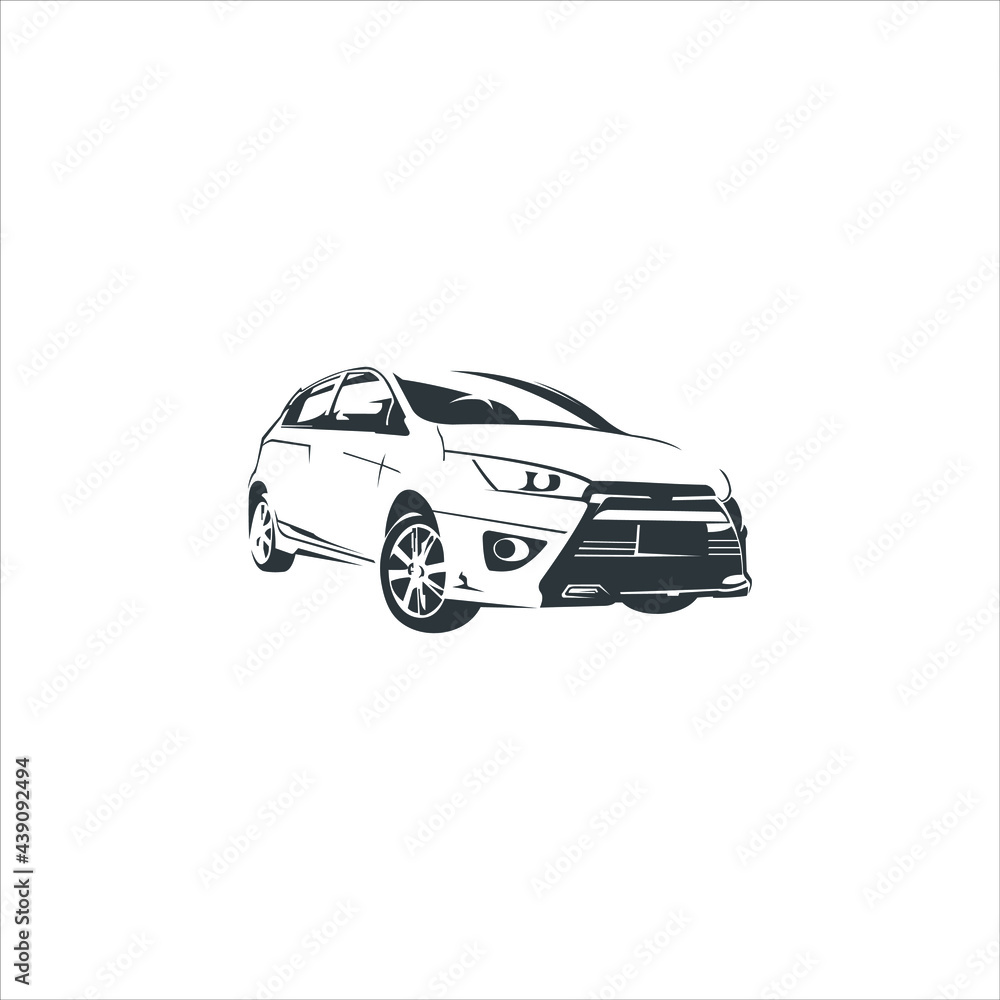 Flat and Fun car vector illustration and Silhouette in black color, auto sport logo template, icon design inspiration Flat and Fun car vector illustration and Silhouette in black color, auto sport logo template, icon design inspiration
