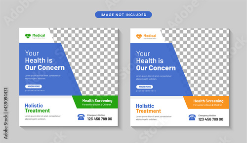 Medical or healthcare social media post web banner design or square flyer Premium Vector