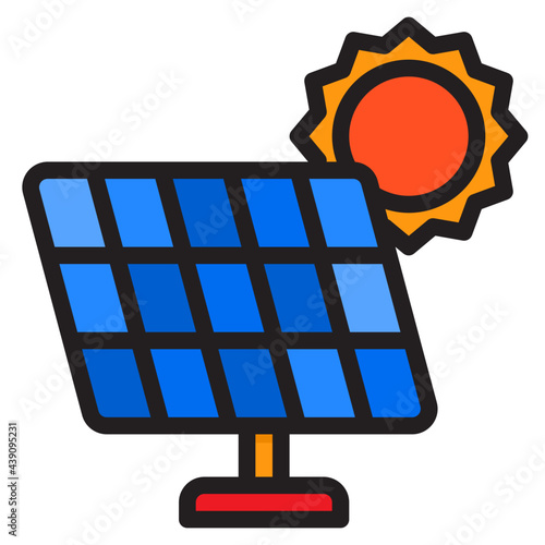 solarcell color line style icon photo