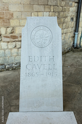 Norwich, Norfolk, UK, June 2021, view of the grave of Edith Cavell at the east end of Norwich Cathedral photo