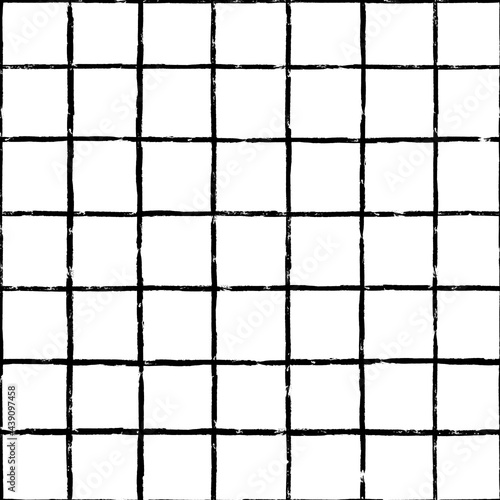Vector seamless pattern with grunge grid on white background