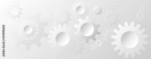 Black and white gear circle technology abstract technology innovation concept vector background and glowing light with some Elements of this image panorama