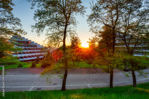 Fototapeta Naklejka Na Ścianę i Meble -  A beautiful sunset  in Ustron, Silesian Beskids. Poland