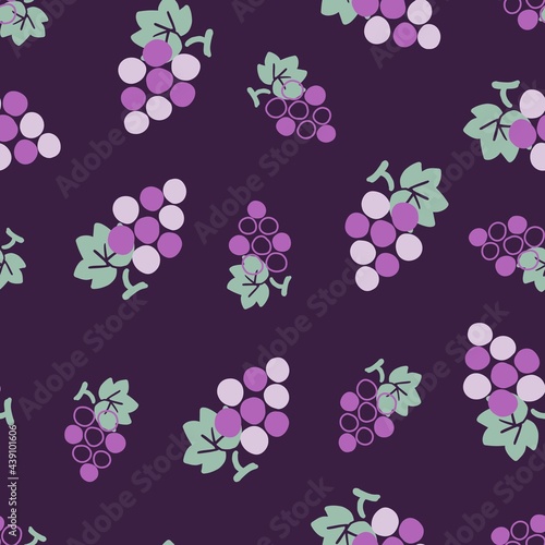 Vector Seamless Pattern with Delicious Grapes Fruit Graphic