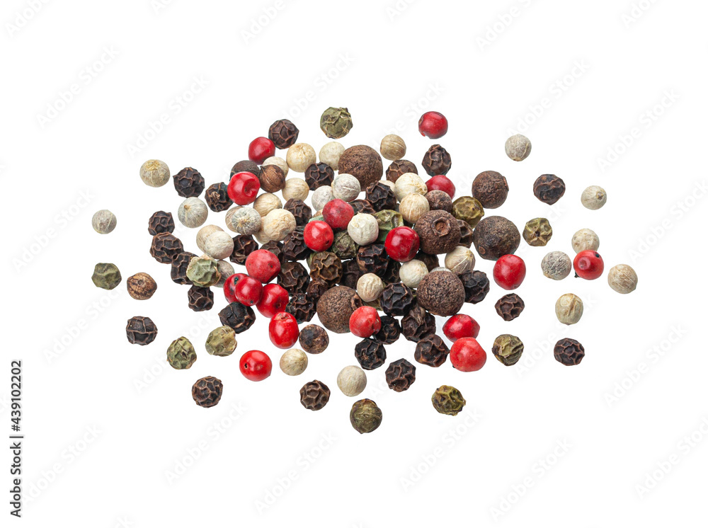 Pepper mix isolated on white background, top view Pepper mix isolated on white background, top view