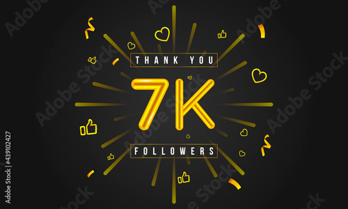 Thank you 7k followers Design. Celebrating 7000 or seven thousand followers. Vector illustration. photo