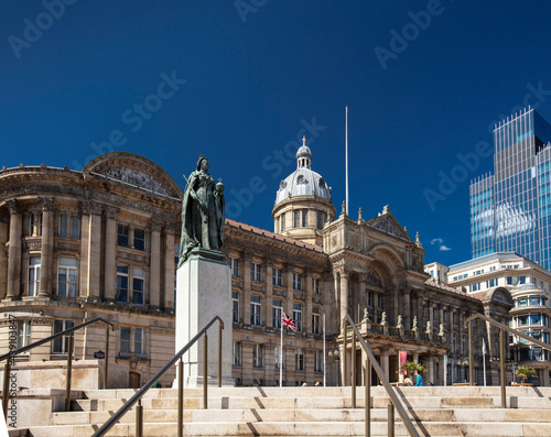 Birmingham, West Midlands, UK, May 2021, the Birmingham Museum & Art Gallery and statue of Queen Victoria