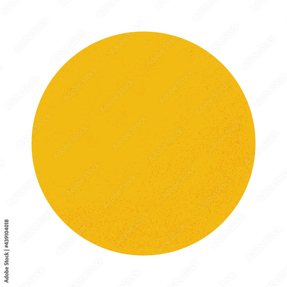 Yellow circle with halftone dots on a white background. Orange or tangerine. Moon or sun. Print for decorative pillows, interior design. 