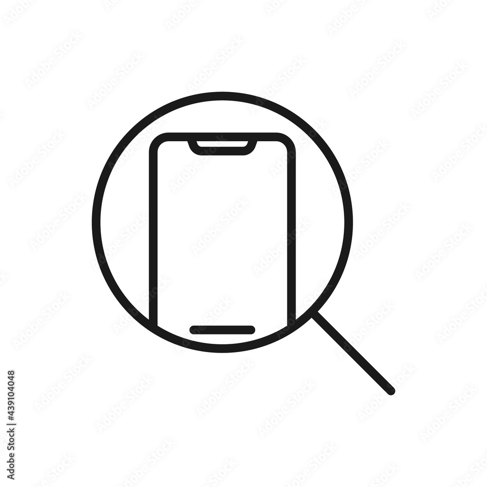 Mobile Phone Search icon Vector Design. Mobile phone icon with Searching design concept for smartphone, e-commerce, online store and marketplace website, mobile, logo, symbol, button, sign, App UI Mobile Phone Search icon Vector Design. Mobile phone icon with Searching design concept for smartphone, e-commerce, online store and marketplace website, mobile, logo, symbol, button, sign, App UI
