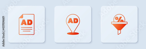 Set Advertising, and Lead management. White square button. Vector