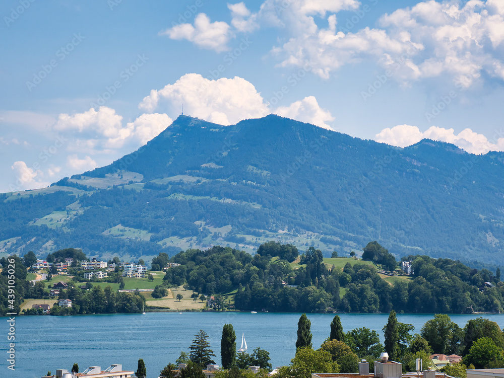 View of Mount Rigi with Lake Lucerne in the foreground