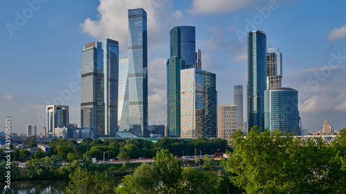 Moscow International Business Center Moscow City. View from the South-West from the Moskva River embankment