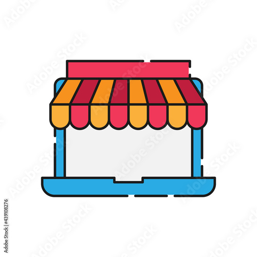 Online Store icon Vector design Illustration. Modern Online Shopping icon vector design concept for e-commerce, online store and marketplace website, mobile, logo, symbol, button, sign, app UI