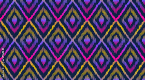 Seamless colorful pattern . Traditional ethnic folk motif. Aztec ikat tribal vector background. Abstract geometric art print. hand drawn. Textile design, fabric