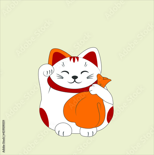 cute maneki neko cat with bag