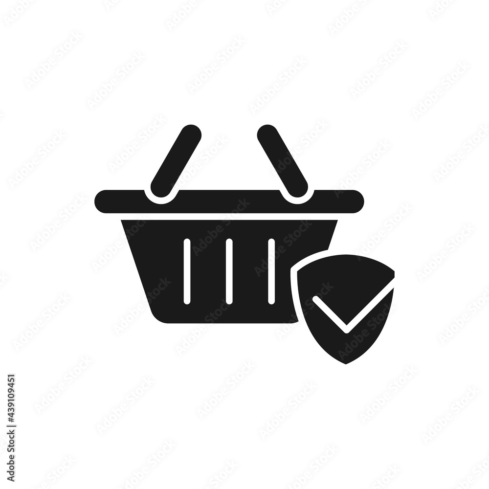 Secure Shopping icon Vector Illustration. Shopping Security and Safety with Shield icon design concept for e-commerce, online store and marketplace website, mobile, logo, symbol, button, sign, app UI Secure Shopping icon Vector Illustration. Shopping Security and Safety with Shield icon design concept for e-commerce, online store and marketplace website, mobile, logo, symbol, button, sign, app UI