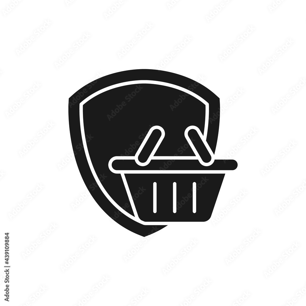 Secure Shopping icon Vector Illustration. Shopping Security and Safety with Shield icon design concept for e-commerce, online store and marketplace website, mobile, logo, symbol, button, sign, app UI Secure Shopping icon Vector Illustration. Shopping Security and Safety with Shield icon design concept for e-commerce, online store and marketplace website, mobile, logo, symbol, button, sign, app UI